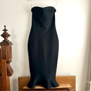 House of CB •‎ Fabrizia Strapless Fluted-Hem Midi Dress